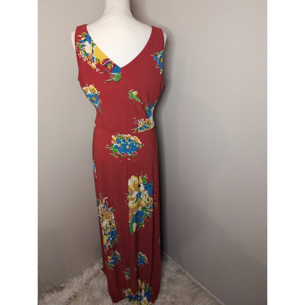 Lauren by Ralph Lauren Georgette floral jersey v neck maxi wrap dress 12 - Picture 4 of 9